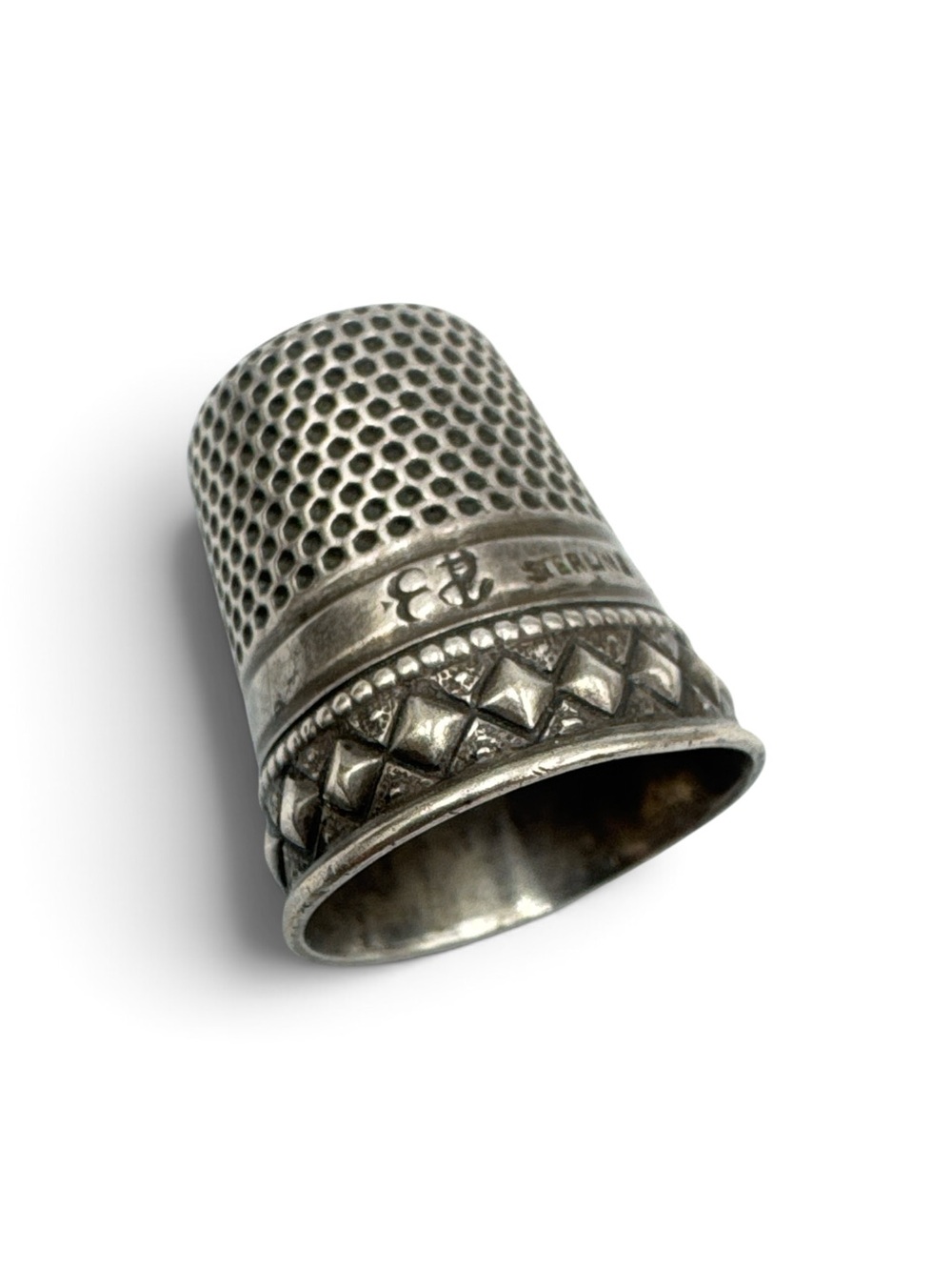 Vintage English Sterling Silver Pierced Thimble Honeycomb Sewing Collectible